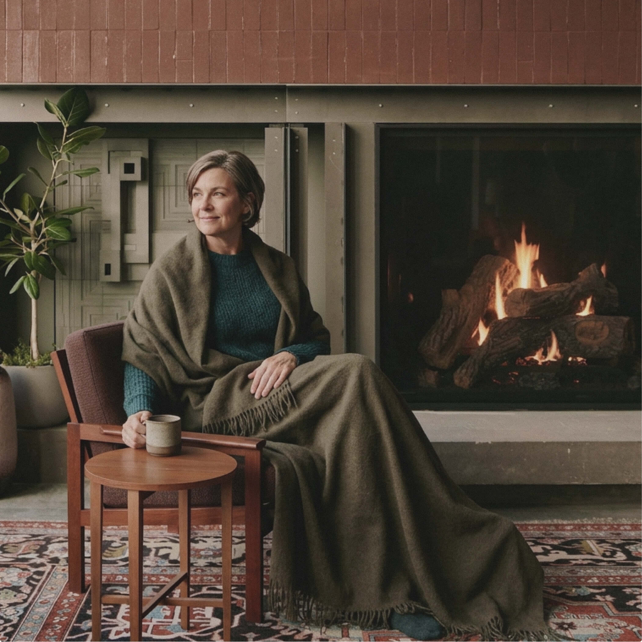 Baby Alpaca Throw Melange Olive