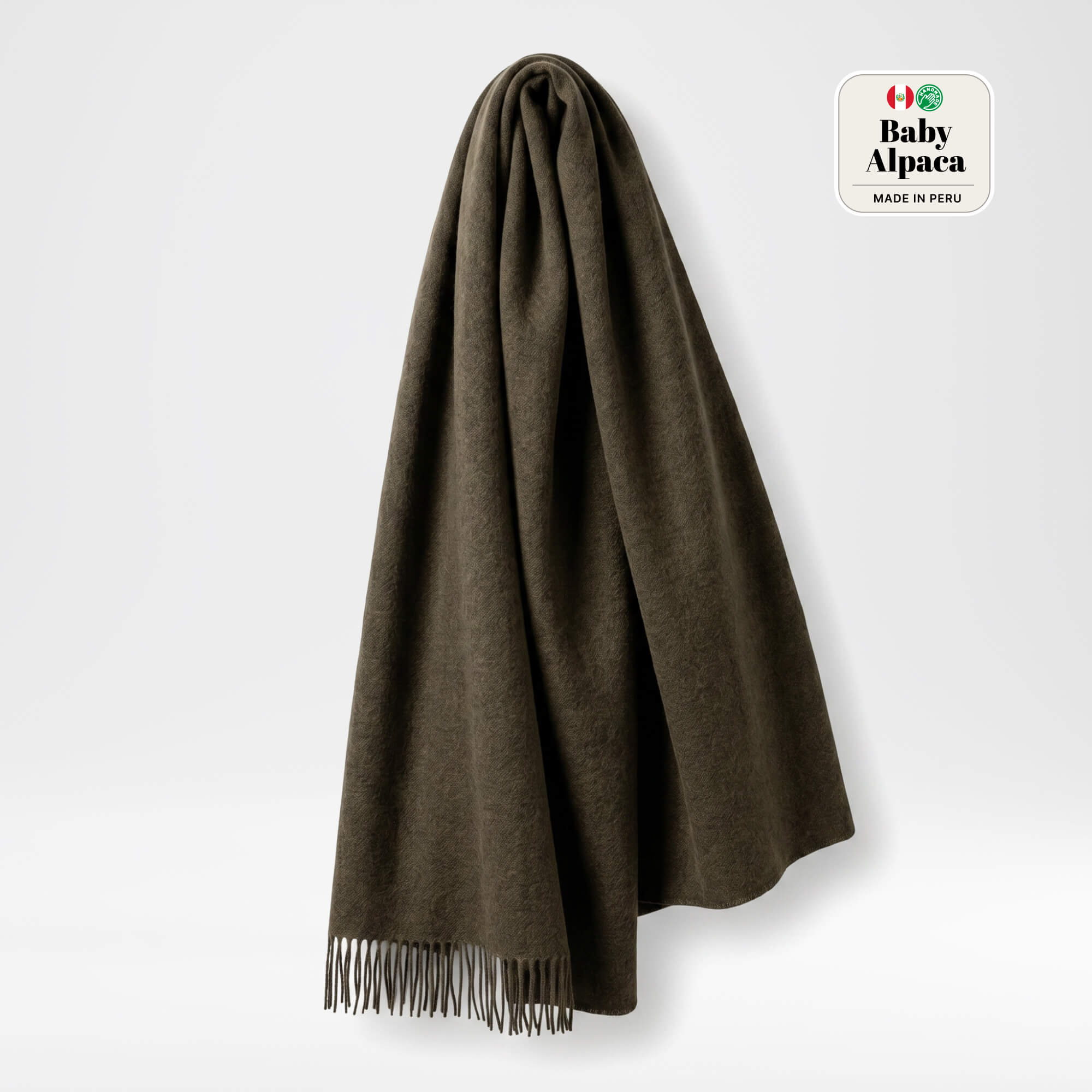 Baby Alpaca Throw Melange Olive